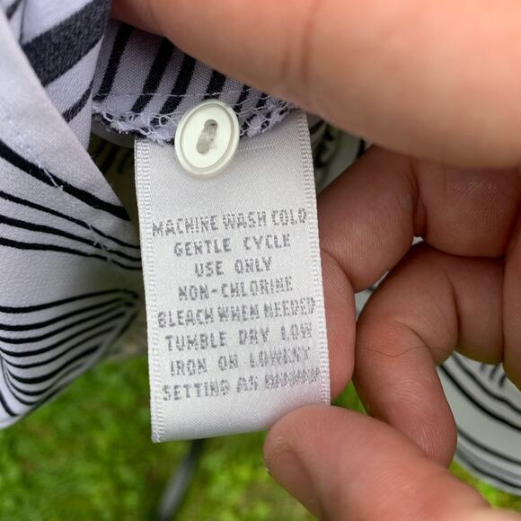 Worthington black and white striped lightweight 3/4 sleeve button up shirt - Picture 6 of 10